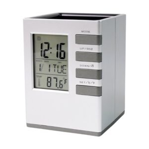 Multifunction Cube Digital Desk Clock with Pen Holder (1 Pc)