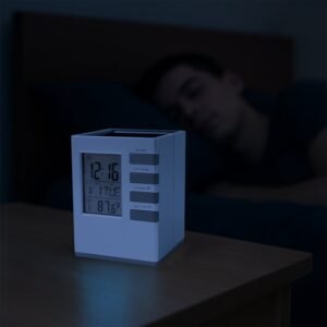 Multifunction Cube Digital Desk Clock with Pen Holder (1 Pc)
