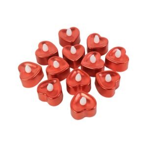 Heart Shaped LED Tea Light Candles (Mix Color / 12 Pc)