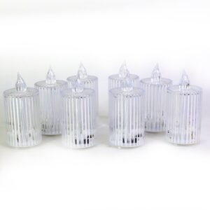 Premium Crystal Effect LED Flameless Candle Lights (8 Pc)
