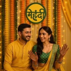 Mehndi Ceremony Wall Hanging / Backdrop Sign Name Plate (1 Pc)