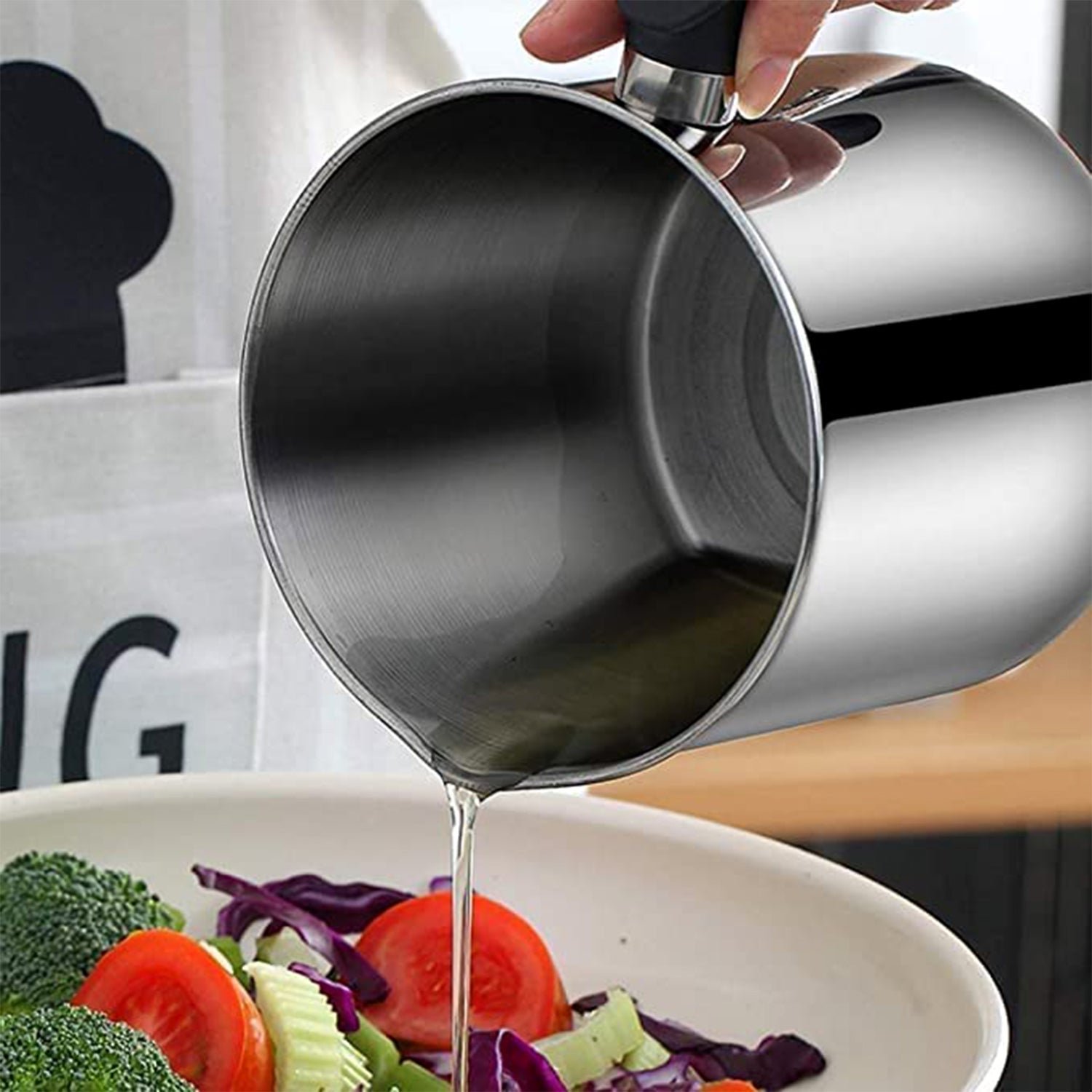 Stainless Steel Oil Strainer Pot with Lid and Filter Mesh (1 Set) - Image 4