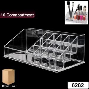 16 Compartment Cosmetic Makeup Jewellery Lipstick Storage Organiser Box, Cosmetic Storage Box Make-up Lipstick Organizer / Lipstick Holder Case  Transparent