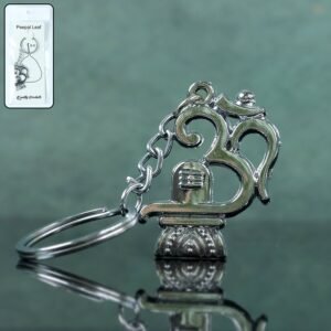 Om with Shivling Metal Keychain (1 Pc)