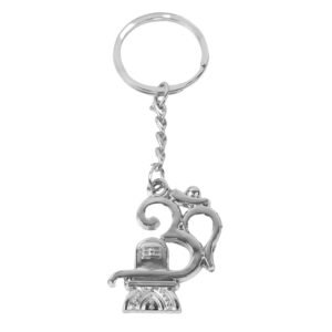 Om with Shivling Metal Keychain (1 Pc)