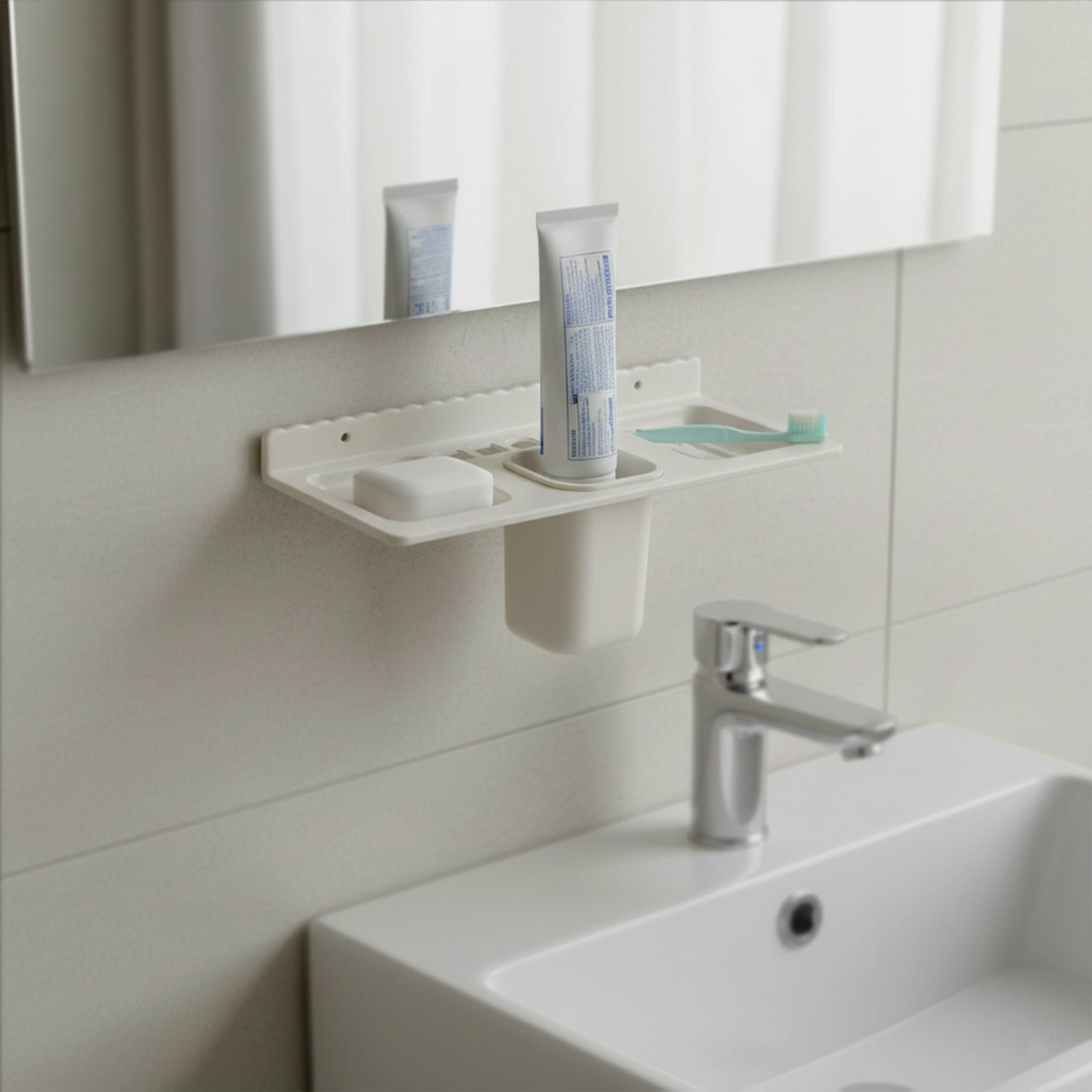 4 in 1 Wall-Mounted Bathroom Organizer - (1 Pc) - Image 7