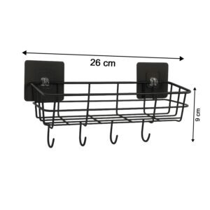 Heavy-Duty Self-Adhesive Wall Storage Baskets with Hooks (Pack of 2)