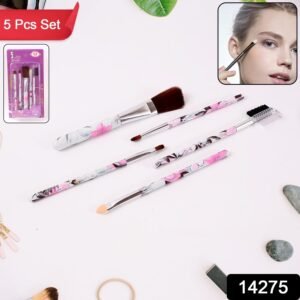 Floral Makeup Brush Set for Eyes, Lips, and Face (5 Pc)