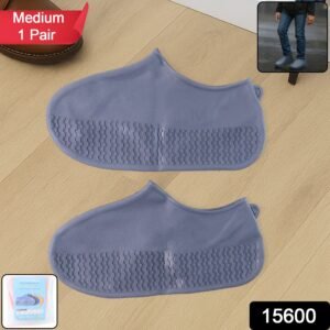 Grey Non-Slip Silicone Rain Reusable Anti skid Waterproof Fordable Boot Shoe Cover (1 Pair )
