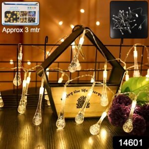 Decorative LED Lighting Chain with Crystal Water Drop Bulbs Approx 3 Mtr (1 Pc)