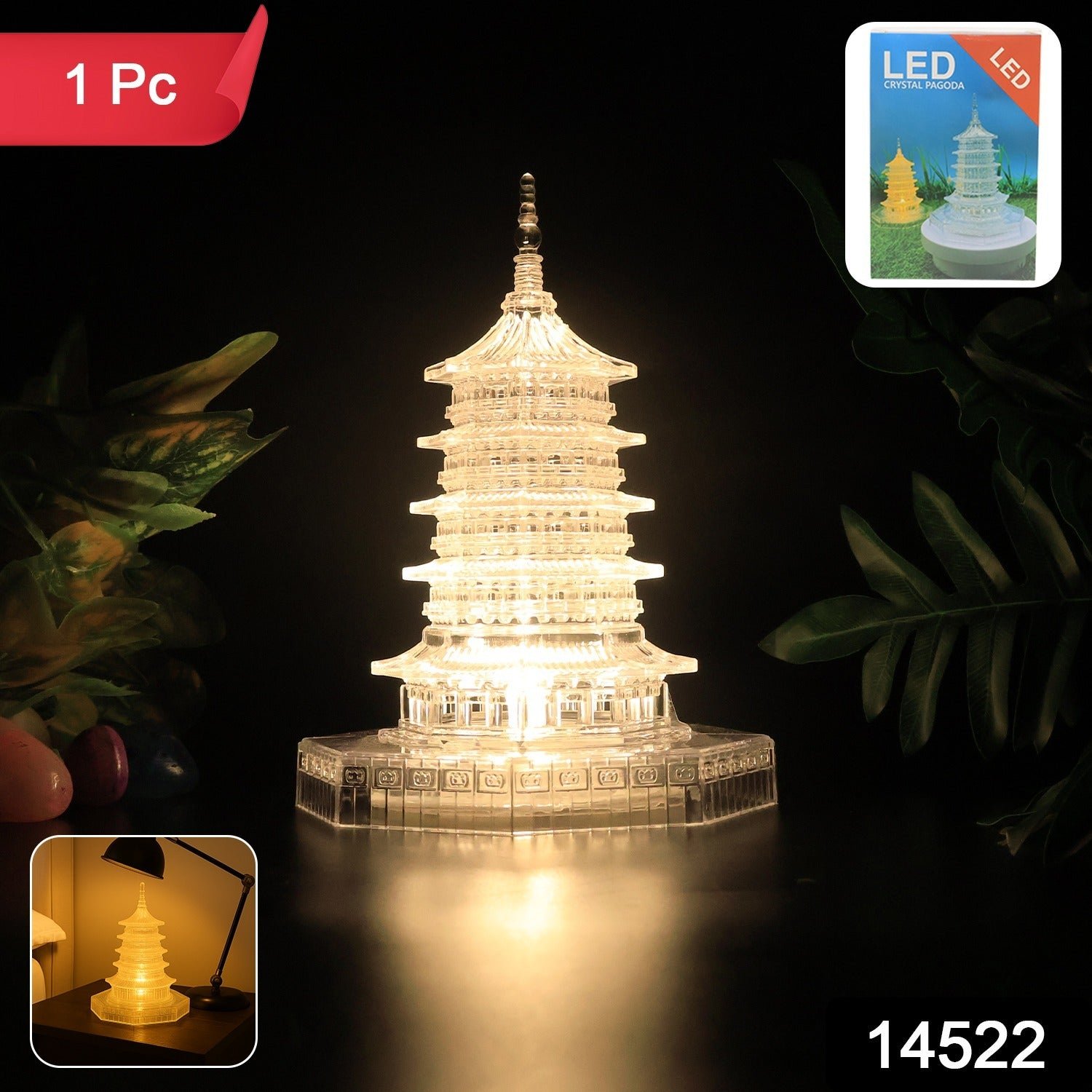 Premium LED Crystal Pagoda Decorative Light (1 Pc) - Image 2