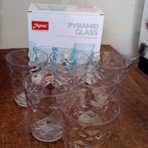Apex Pyramid Design Unbreakable Plastic Glass – 300 ML