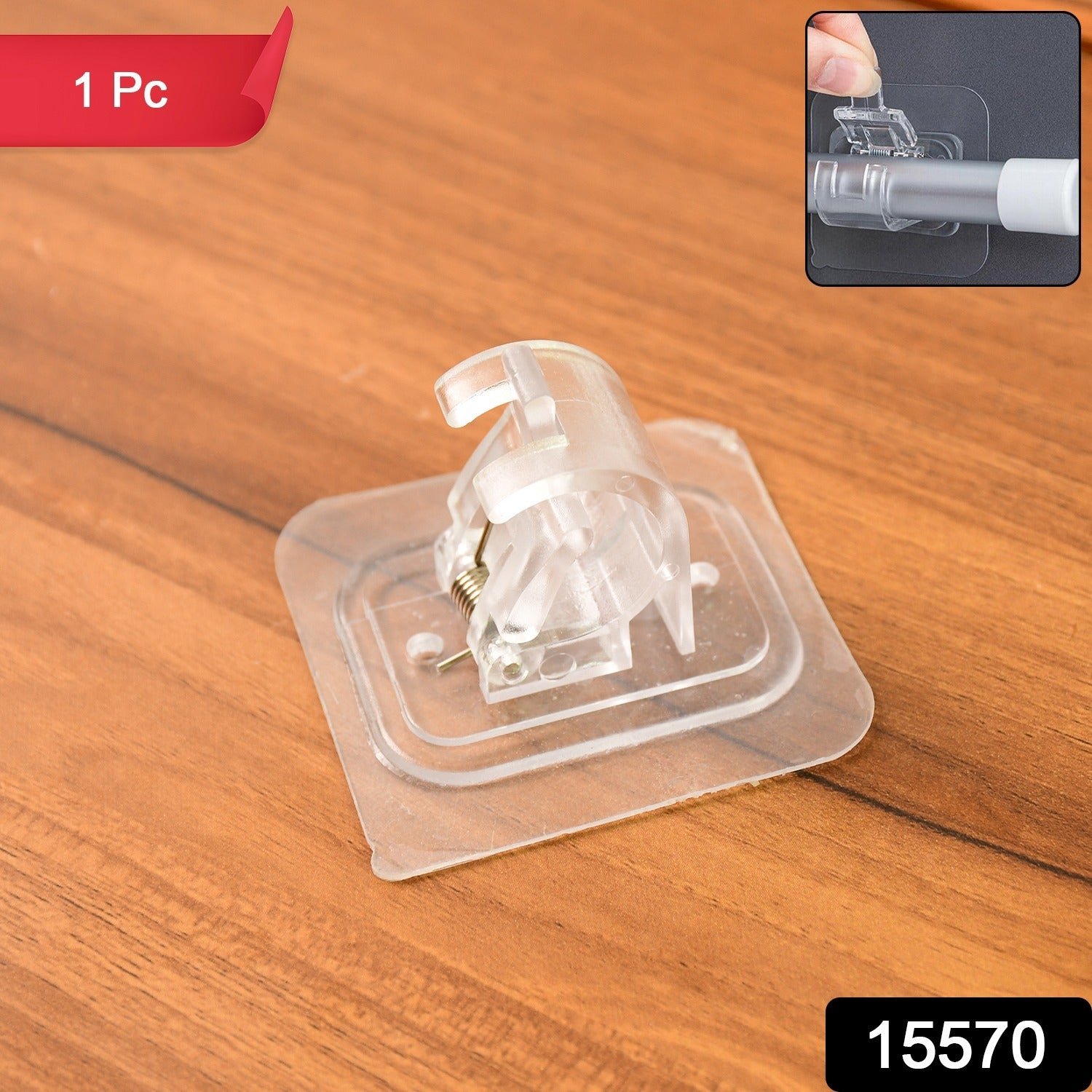 Wall Mount Transparent Self-Adhesive Clip with Strong Spring Grip - Image 2