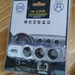 Triple 3 Way Car 12v Lighter Socket Splitter USB Charger Power Adapter
