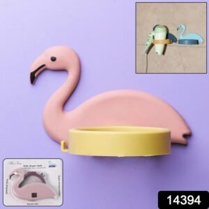 Hair Dryer Wall Mount Holder, Organiser Stand with Hooks for Bathroom Storage