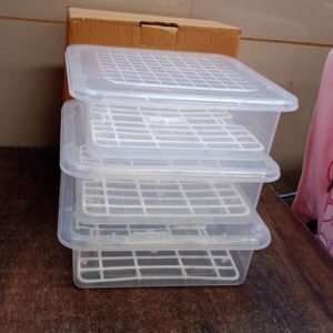 Plastic Food Storage Containers with Removable Drain Tray and Lid (3 Pcs Set)