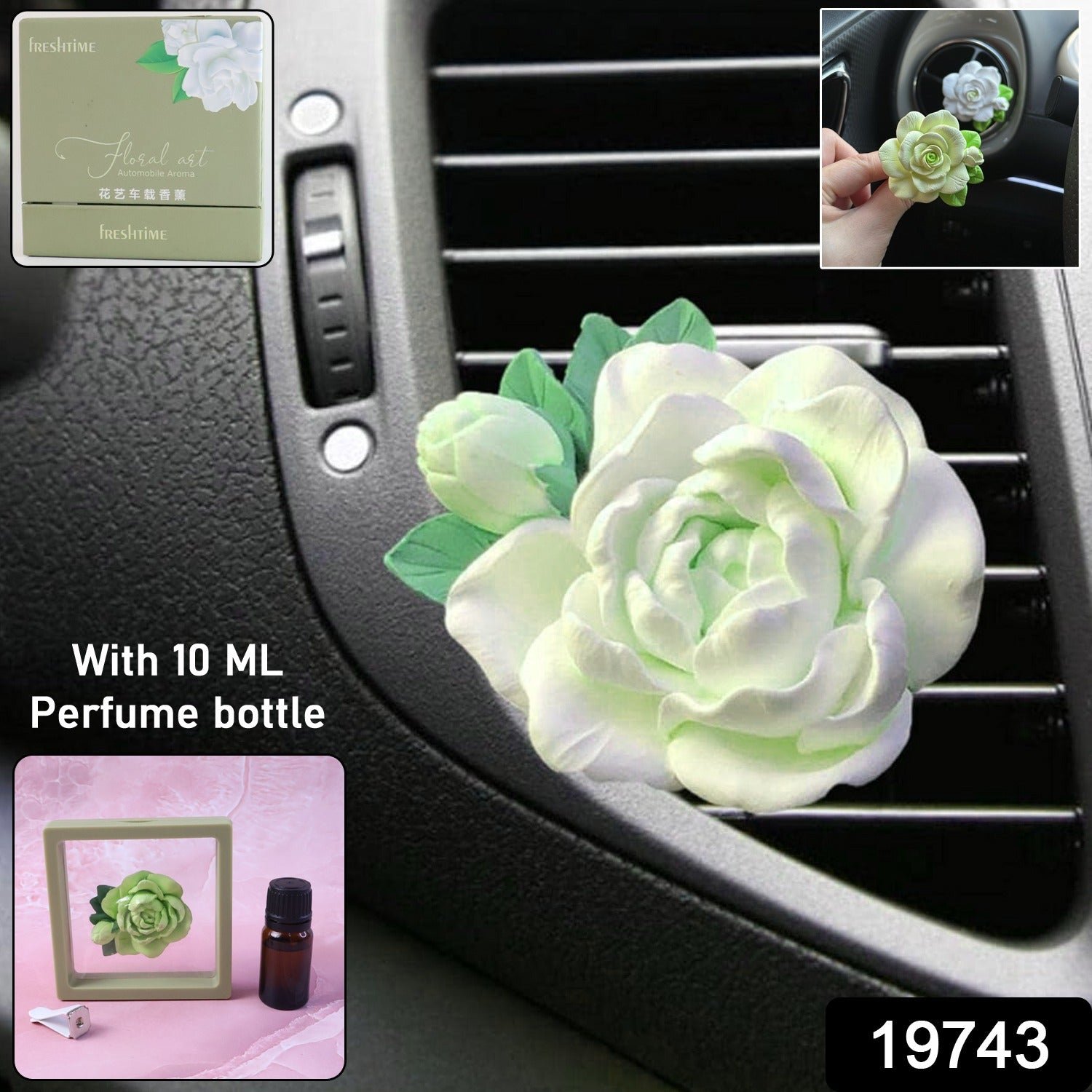 Elegant Rose Flower Car Air Freshener Clip for AC Vent with Perfume Bottle 10ML(1 Pc) - Image 2