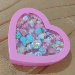 Adorable Playful Decorative Rings For Children In Heart Shaped Storage Box (35 Pcs Aprpox