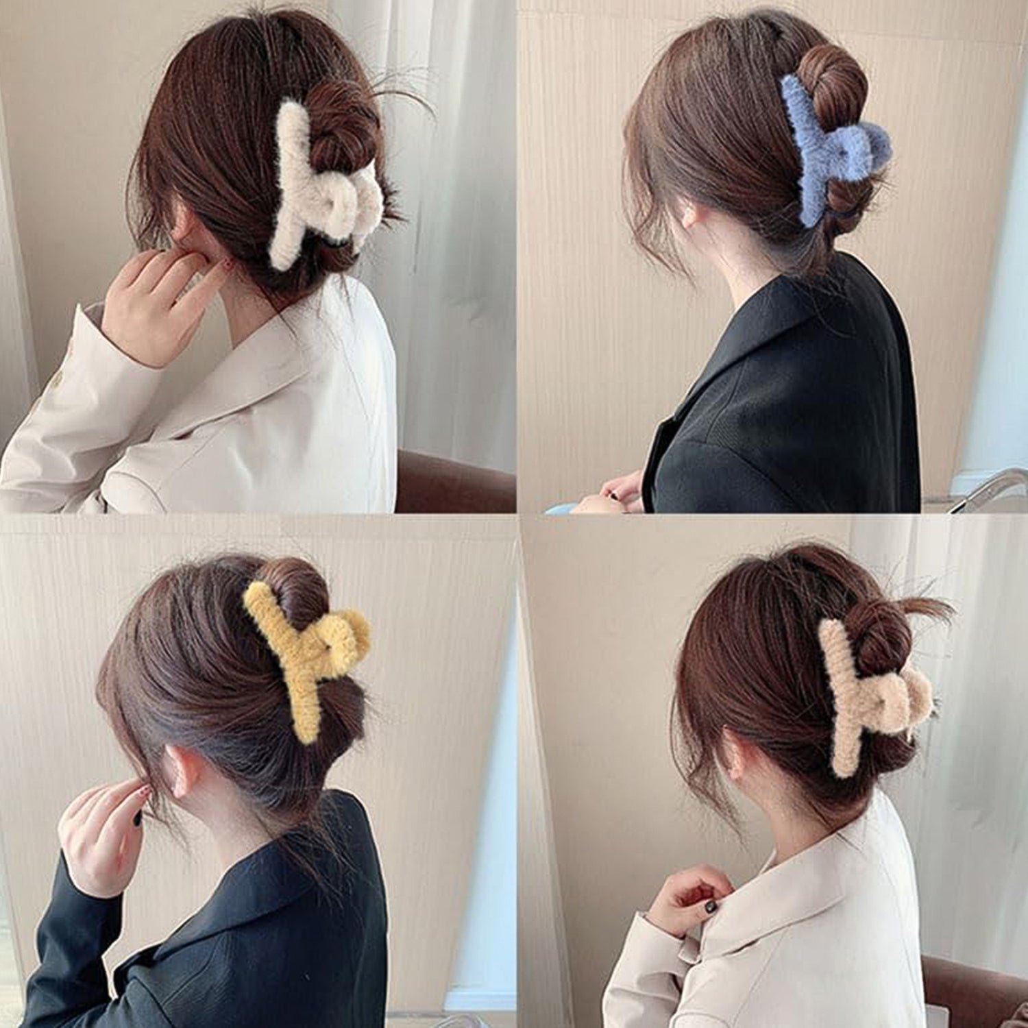 Premium Soft Fur Coated Hair Clutcher Clip Set (12 Pc) - Image 6