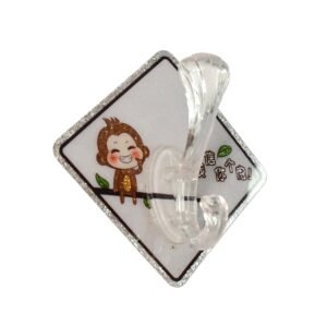 Cute Cartoon Print Transparent Wall Hook with Self-Adhesive Back (1 Pc)