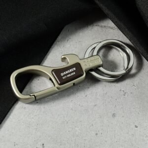Premium Metal Keychain Carabiner Clip Hook with Dual Key Rings (1 Pc)