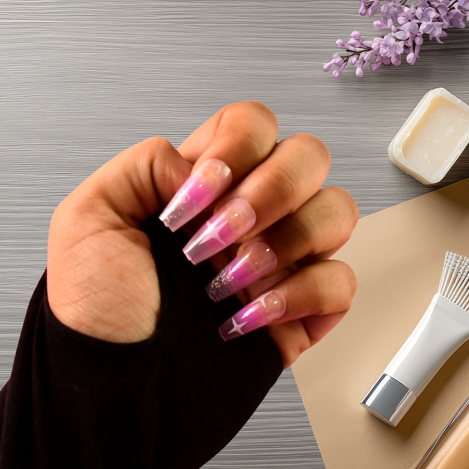 Reusable Press-On Artificial Nails with Adhesive Stickers fake nails (1 Pkt) - Image 3