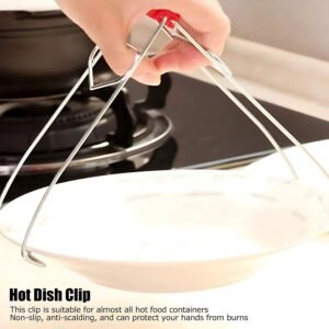 Heavy-Duty Stainless Steel Kitchen Dish Plate Bowl Vessel Gripper Tong (1 Pc)