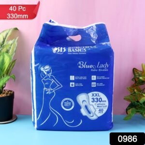 Beautiful Basics Blue Lady Extra Long Pads With Wides Wings Sanitary Pads – 330 mm, 40-Pack