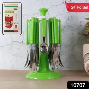Stainless Steel Cutlery Set with Stand - (24 Pc)