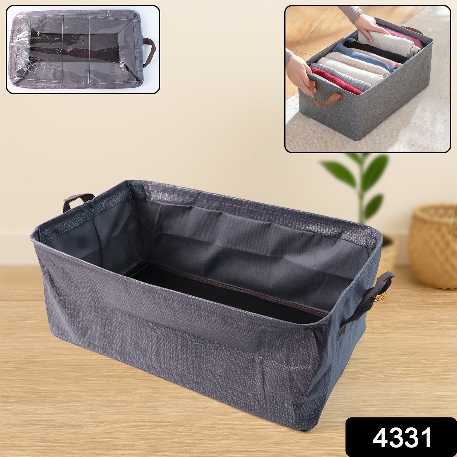 Foldable Cloth Storage Organizer Bag With Handles (Approx 46x27Cm1Pc) - Image 2