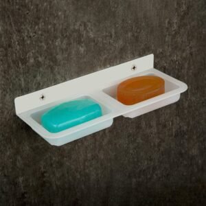 Wall Mounted Double Compartment Soap & Sponge Holder (1 Pc)