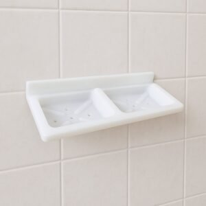 Wall Mounted Double Compartment Soap & Sponge Holder (1 Pc)