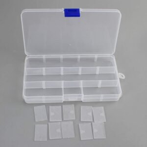 15-Grid Clear Plastic Jewelry Organizer Box with Dividers (1 Pc)
