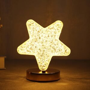 Star Crystal Diamond Touch Lamp – USB Rechargeable, 3-Way Dimmable