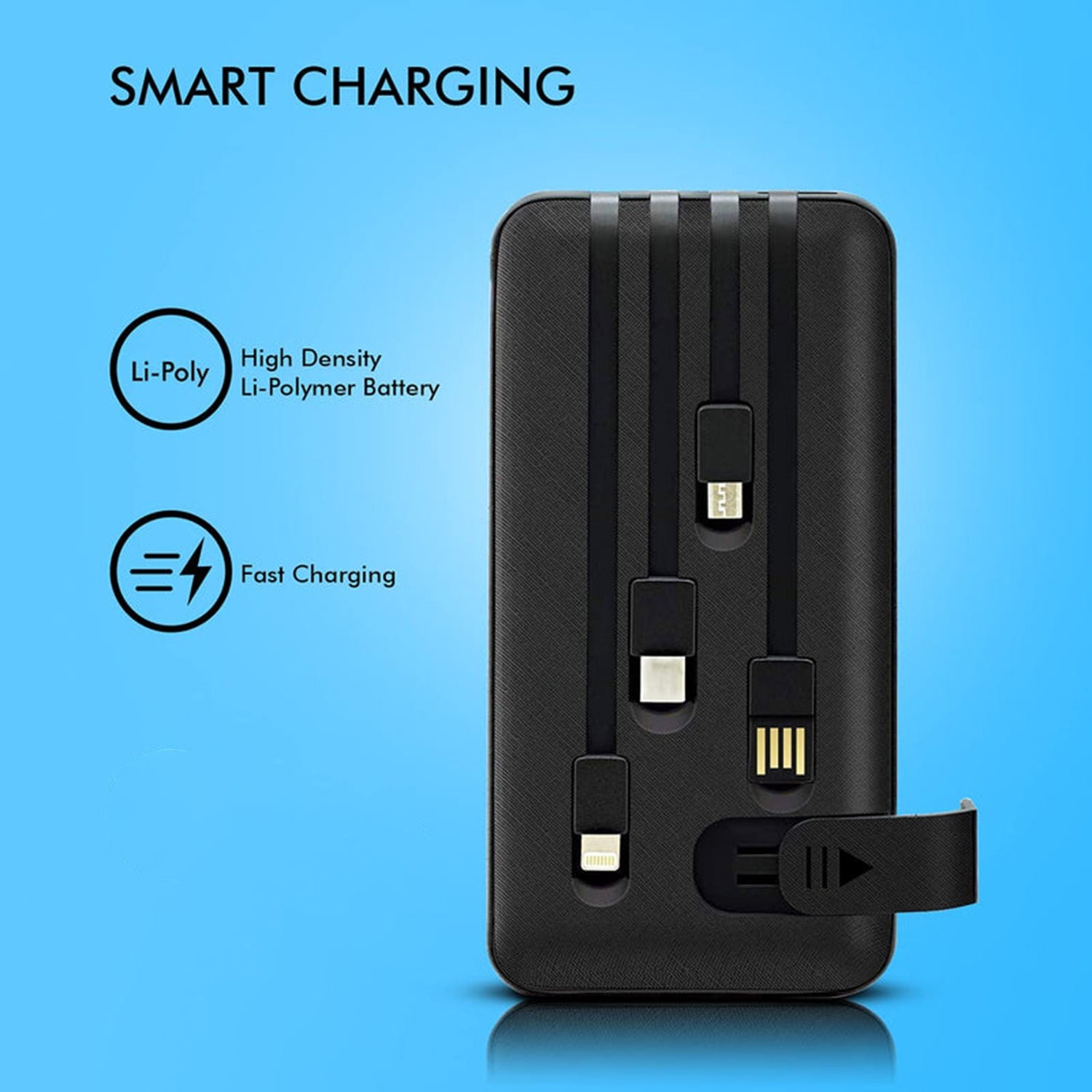 10000mAh, 12W Fast Charging Power Bank with built 4 in 1 USB with Mobile Holder (1 Pc) - Image 5