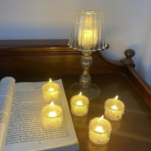12 Pcs Flameless and Smokeless Decorative Acrylic Candles Transparent Led Tea Light Candle for Gifting, House, Diwali, Christmas, Festival, Events Decor Candles, Diwali
