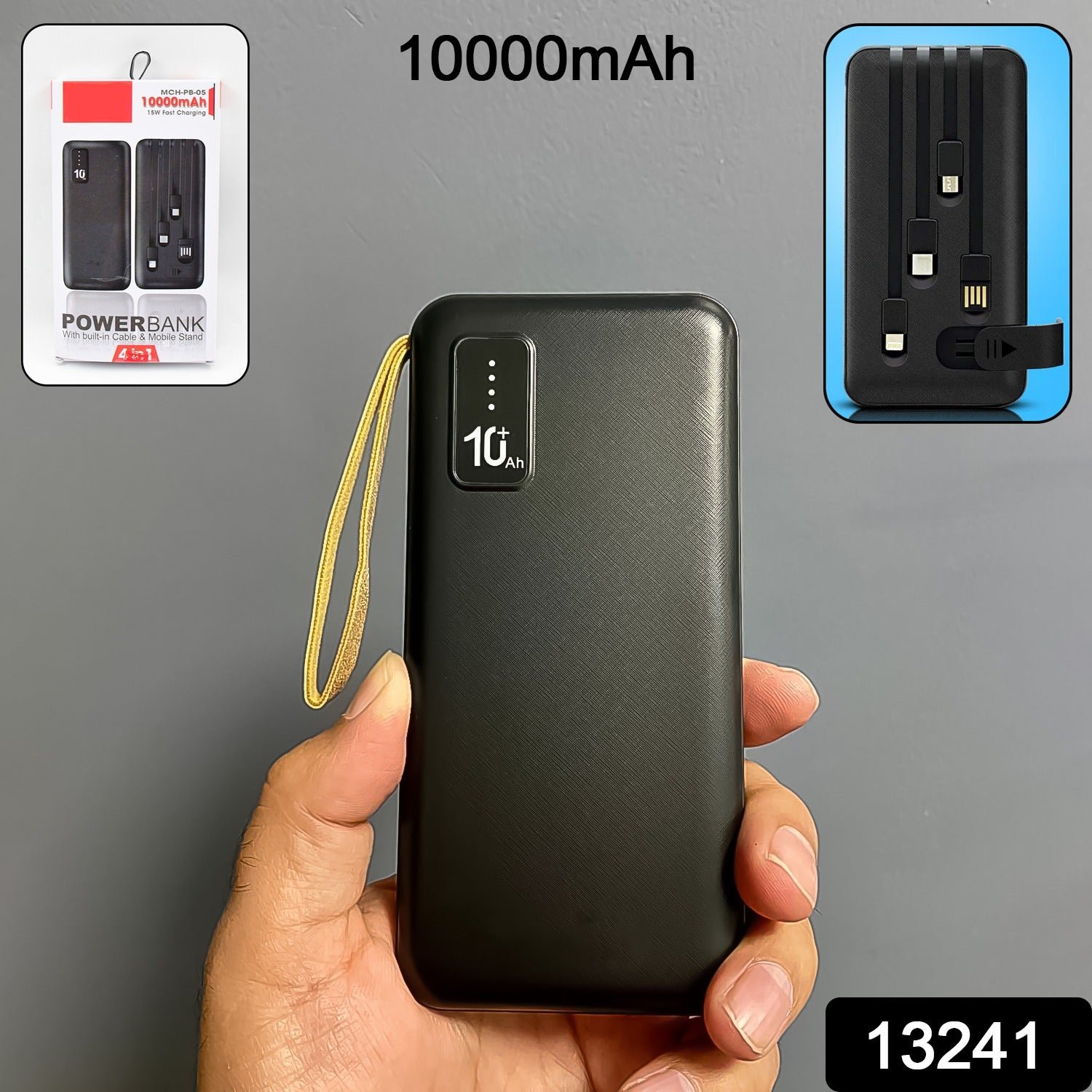 10000mAh, 12W Fast Charging Power Bank with built 4 in 1 USB with Mobile Holder (1 Pc) - Image 2